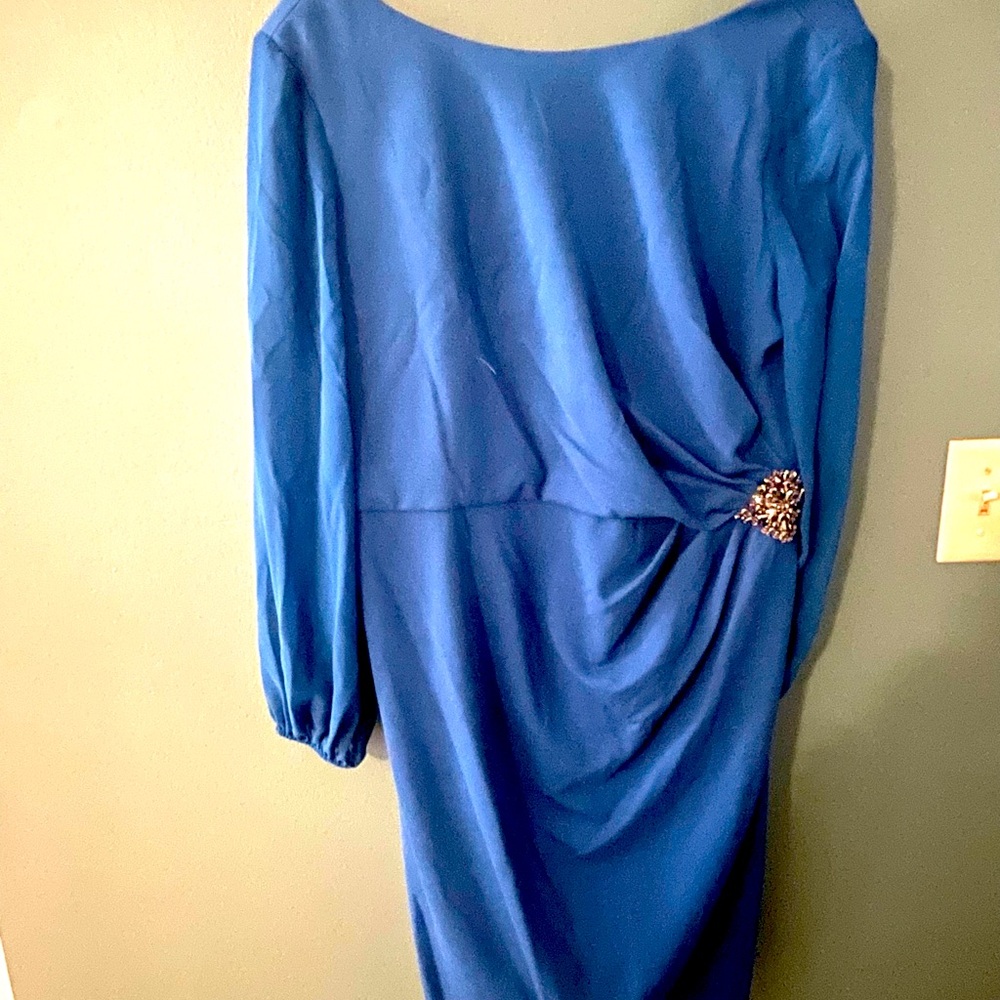 Blue David’s Bridal Oleg Cassini dress. Knee length. Size 16.